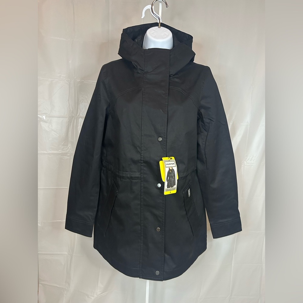 Hunter Womens Black Hooded Rain Jacket Small Waterproof Smock NWT - Picture 3 of 10